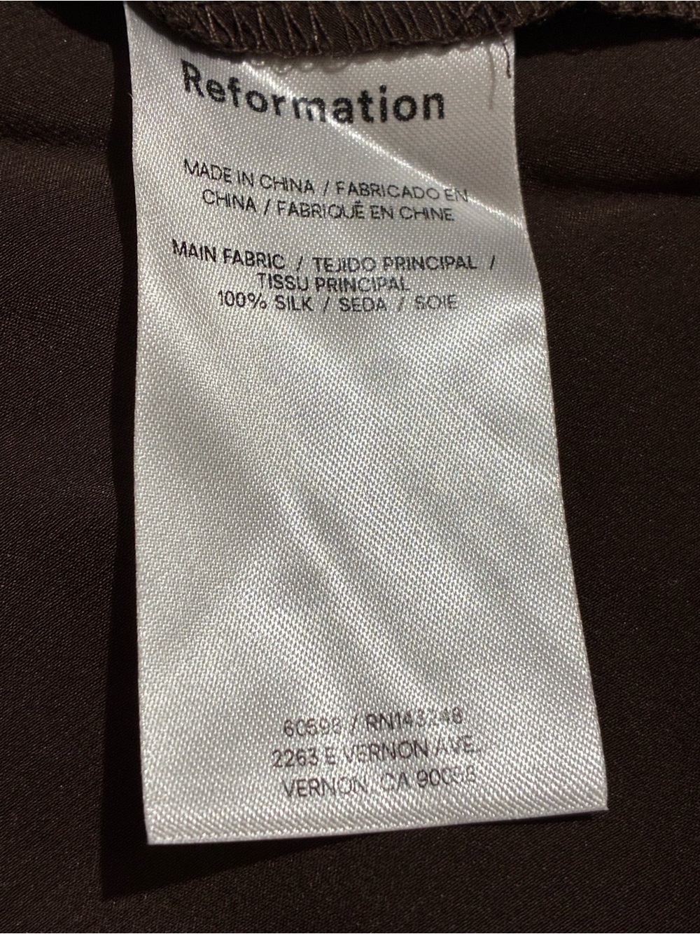 Reformation Marina Dress Brown 100% Silk - Picture 8 of 8